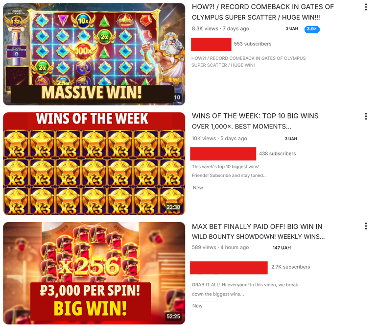 Exemplos de vídeos de gambling no YouTube — GoAff