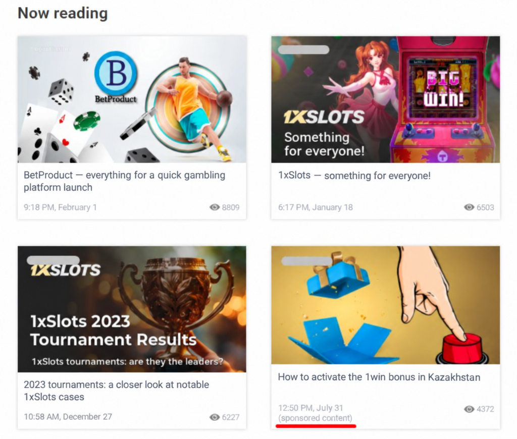 Example of iGaming native advertising — GoAff