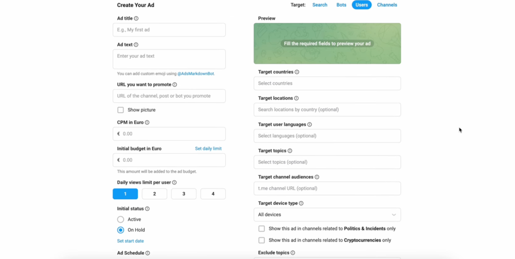 Таргетинг в Telegram Ads - GoAff