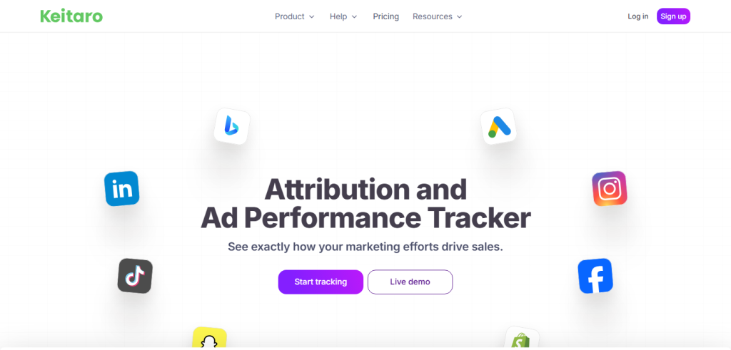 Трекер Keitaro: главная страница с интеграциями Facebook, Google Ads и TikTok - GoAff